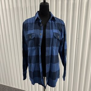 Blue Plaid Long Sleeve Flannel Shirt Size Small